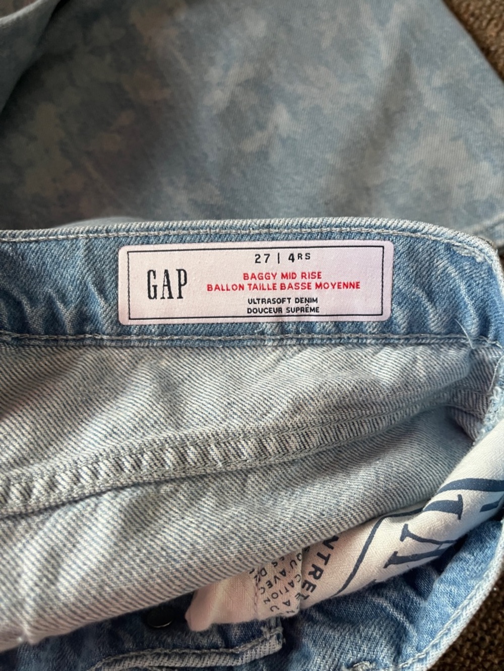 GAP Light Blue Wide-Leg Floral-Pattern Jeans - Picture 10 of 12